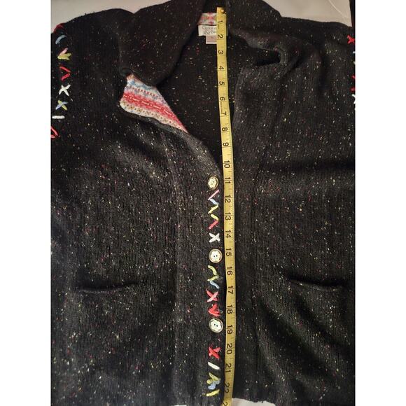 Christopher & Banks Black Confetti Button-Up Knit Sweater XL Stitch Ulgy Sweater - Picture 11 of 11